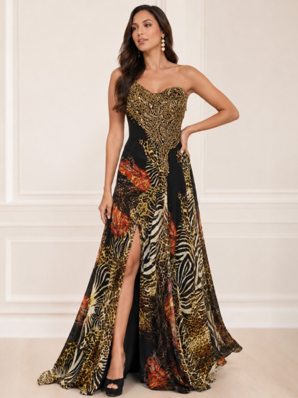 Mac Duggal Zebra & Cheetah Gown
